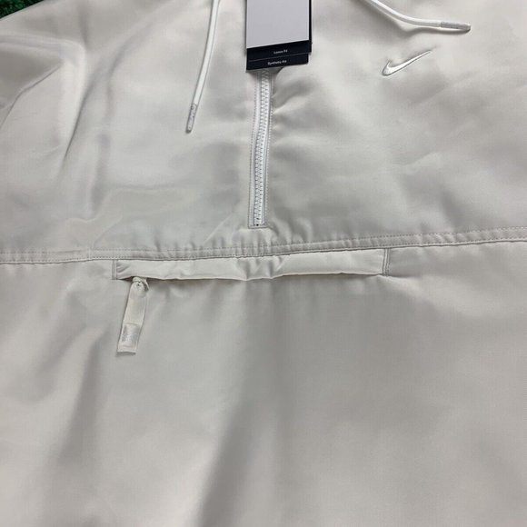 Nike Solo Swoosh Satin Anorak Jacket White Men’s size Large NEW DR0839-030 - Picture 2 of 10